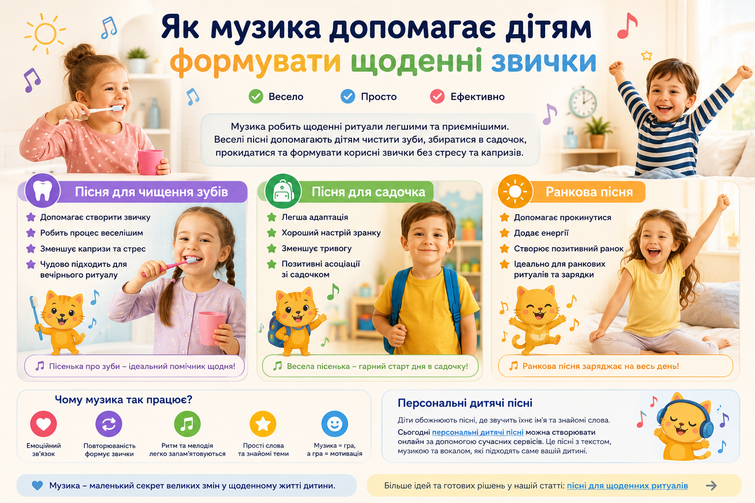 Як музика допомагає дітям формувати щоденні звички
