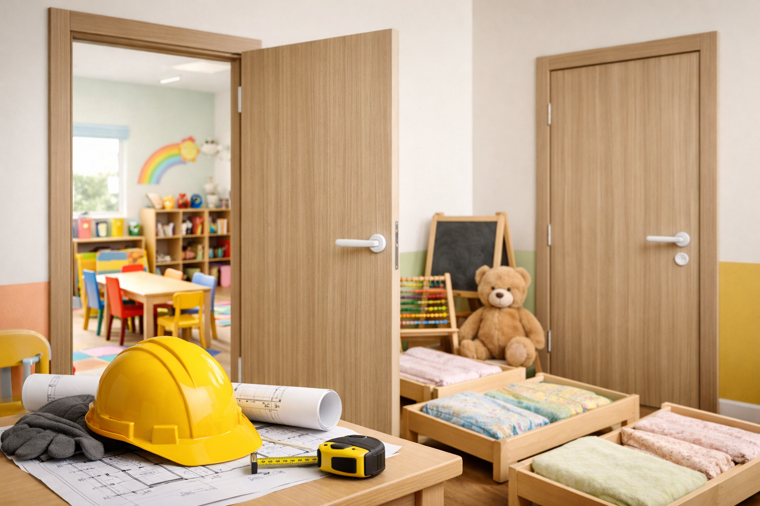 Ремонт і облаштування приватних дитячих садків: вимоги до міжкімнатних дверей